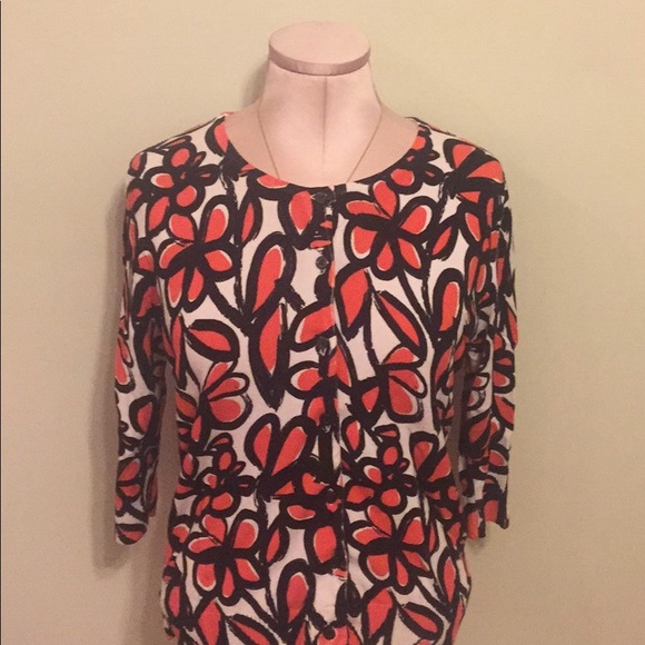 Hannah and Gracie orange/white/black cardigan. L - Picture 1 of 5